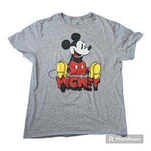 Disney Men's Grey Classic Mickey Mouse Print T-Shirt Size Large